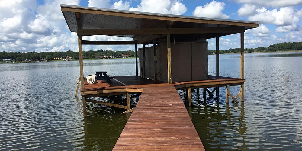 Photo of deck to dock with arbor